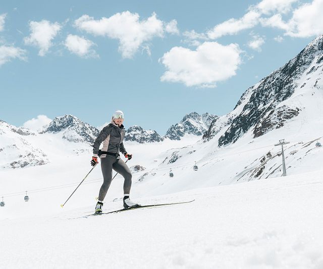 Langlaufen auf der Höhenloipe im Pitztal