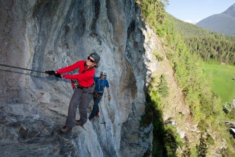 It goes up in three section at the Steinwand via ferrata